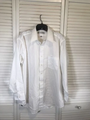 Ediciones De Colección Por Van Heusen Abotonadas Para Hombre 16.5 32/33 Blanco Sobre Blanco Rayas L/S Foto 1 de 4