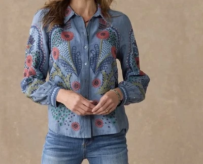 NUEVO CATÁLOGO SUNDANCE Mujer Bordada “Canyon Sunset” Camisa Top Blusa P2XS Foto 1 de 4