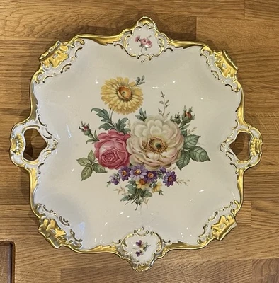 Porzellan Prunkteller, Alka Kunst Alboth & Kaiser Bavaria 1440   /31cm Durchm. - Bild 1 von 3