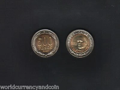 CHILE 500 PESOS KM-235 2000 DATE MILLENNIUM BIMETAL x 1 UNC LATINO CURRENCY COIN - Image 1 of 3