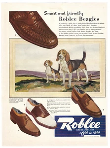 Roblee Shoes for Men Print Ad Vintage Advertisement Beagle Dogs Shoe Ad 1942 - Picture 1 of 1