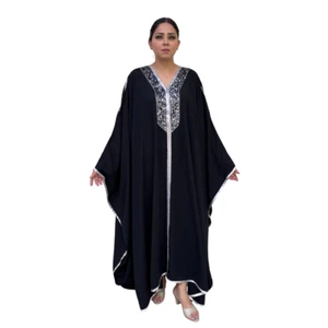 Women's Chic Georgette Abaya & Hijab Set - Modest Islamic Outfit, Elegant Design - Picture 1 of 6