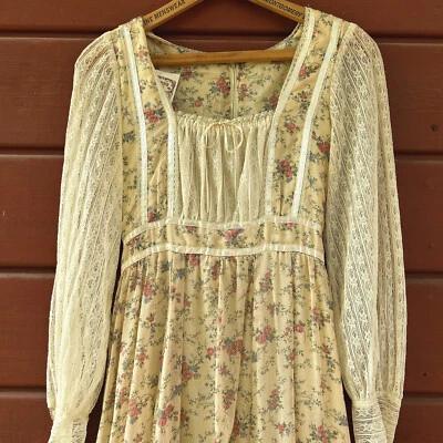 Maxi Vestido Prarie Vintage Gunne Sax San Francisco Encaje Como Está Boho Talla 28x60 Foto 1 de 4