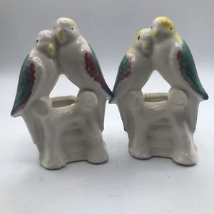 Keramik blau grün Love Birds Übertopf Topf 5 1/2" hoch 2er Set - Bild 1 von 13
