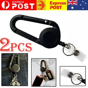 2X Retractable Lanyard Id Card Holder Badge Security Business Clip Key Ring Reel - Picture 1 of 9