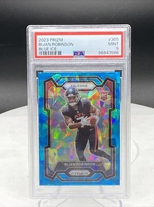 2023 Panini Prizm NFL Falcons RC Bijan Robinson Blue Cracked Ice /99 PSA Mint 9 - Picture 1 of 2
