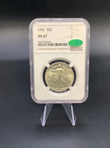 1941 Walking Liberty half dollar NGC & CAC MS67 50c 90% Silver - Picture 1 of 2