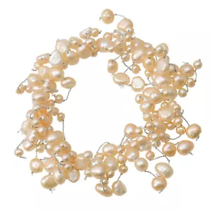 Damen Perlen-Armband mit Süßwasser-Perlen champagner 16 cm lang Stretcharmband - Bild 1 von 2