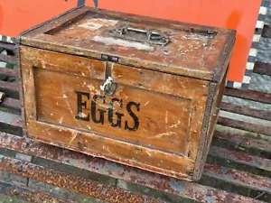 Vintage Antique WOODEN EGGS BOX delivery crate - Picture 1 of 14