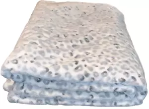 RACHEL ROY THROW BLANKET GRAY WHITE SNOW LEOPARD PATTERN PLUSH SOFTNESS!! 72X52 - Picture 1 of 4