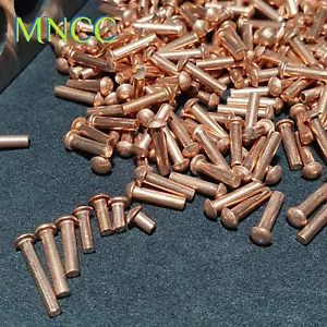M2 x 3~12mm Metric Round Head Solid Copper Rivets Old School Fastener - Picture 1 of 7
