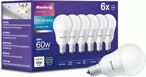 E17 Intermediate Base LED Bulb, 6W (60 Watt Equivalent) G14 Globe Ceiling Fan Li - Picture 1 of 12