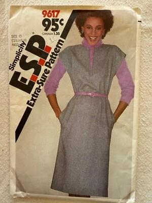 Simplicity Pattern 9617 size 12 & 14  Misses Dress, Jumper, Pullover VTG 80s C&C - Image 1 of 4