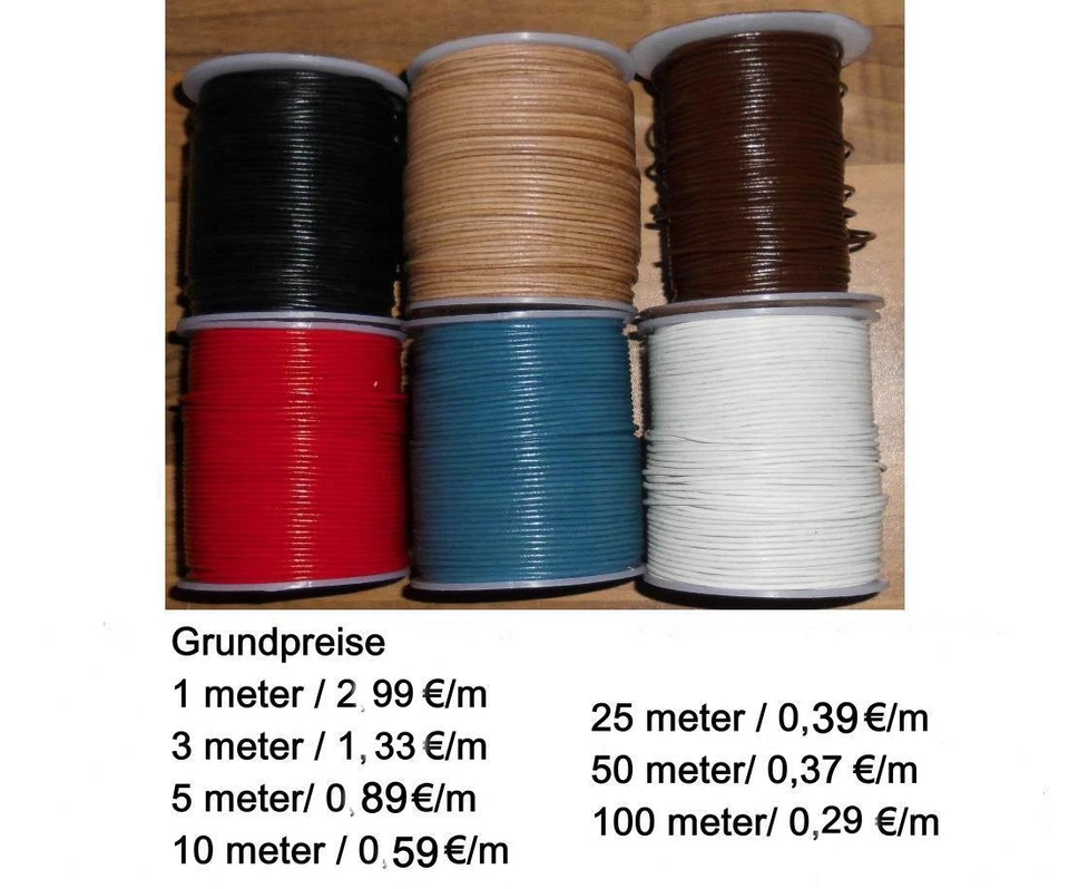 GS-LEATHER Lederriemen Lederband rund Lederrundschnur 1,5 mm aus Rindsleder NEU
