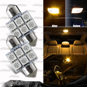 2x 31mm Festoon Bright 6-SMD LED Glove Box/Dome/Map Single Light Bulb - Amber - Bild 1 von 3