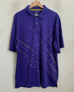 PGA Tour Herren Polo Lila Hemd Limetten Weiß Design 3 Knöpfe Kurzarm Größe XL - Bild 1 von 6