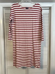 Patagonia Shirt Dress Women Medium Red/White Seatoller Long Sleeve Stripe - Picture 1 of 12