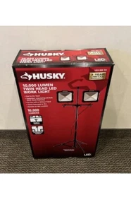 Husky 10,000-Lumen Twin-Head Tripod Super Bright LED Work Light Two Worklights - Picture 1 of 2