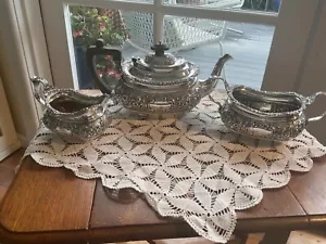 Victorian silver plate Tea set, pot sugar bowl jug Joseph Rogers Repoussè - Picture 1 of 10