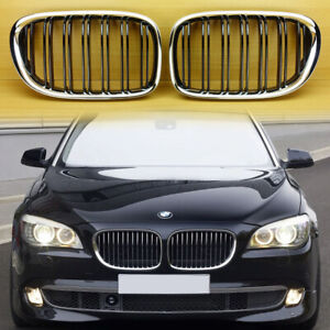 7-Series F01 F02 Shiny Black M Style Chrome For BMW Front Grille 2009-2015 730d