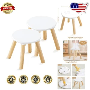 Sturdy 9 Inch Wooden Step Stools for Kids - Safety Focused & Convenient - Picture 1 of 9