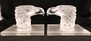 LALIQUE EAGLE TETE AIGLE BOOKENDS - Picture 1 of 12