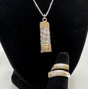 Vintage Sterlingsilber Wallace Ägäis Webart Besteck Anhänger Ring Set MCM Halskette - Bild 1 von 16