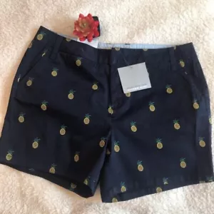 Andrew Marc Ananas-Druck marineblau Chino vorne flach Shorts Größe 8 - Bild 1 von 5