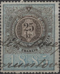 Austria ingresos 1885 25 kr sello fiscal usado en muy buen estado - Imagen 1 de 2