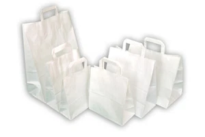 50 St. Papiertragetaschen 22x11x28cm weiß Tragetaschen Papiertüten Papierbeutel - Bild 1 von 2