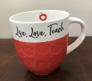 Pfaltzgraff “LIVE LOVE TEACH Embossed Coffee Mug/Cup 20oz. Porcelain EUC - Picture 1 of 8