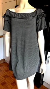 BNWT PAPAYA at MATALAN Mono BLACK & WHITE NAUTICAL Sailor STRIPED Cabin Dress S - Picture 1 of 3