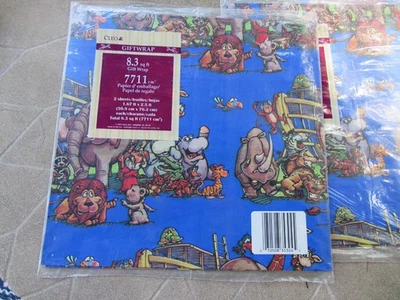 Cleo Noah's Ark Gift Wrap 8.3 sq ft / 2 Sheets / 1.67 x 2.5 ft each **New** - Image 1 of 4