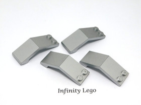 4 LEGO Metallic Silver 5 x 2 x 1 2/3 Mudguard / Windscreen Agents (8967 6070)