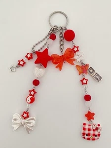 Sanrio Hello Kitty Keychain with Charms Red Handmade y2k Cutecore Jewelry - Bild 1 von 4