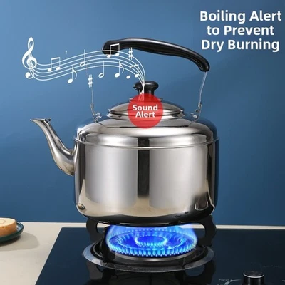 Thickened Stainless Steel Whistling Kettle with Wide Spout Multi Capacity Sizes - Image 1 of 4