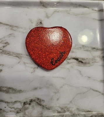 NEW COACH Glitter Heart Compact Mirror Wine CF153 - Image 1 of 3