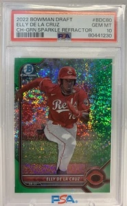 ELLY DE LA CRUZ REDS 2022 BOWMAN CHROME DRAFT GREEN REFRACTOR /99 PSA 10 - Bild 1 von 6