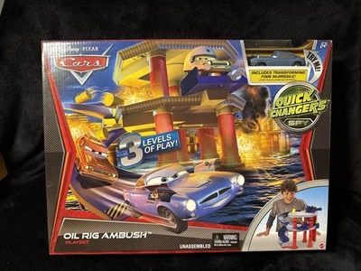 Disney Pixar Cars Quick Changers OIL RIG AMBUSH PLAYSET Mattel 2011 Rare NEW - Image 1 of 4