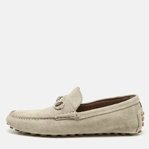 Gucci Beige Suede Horsebit Driver Loafers Size 45 - Picture 1 of 9
