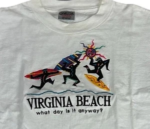 VTG Virginia Beach Size XL Embroidered Surfer T-Shirt Single Stitch 80s 90s USA - Picture 1 of 12
