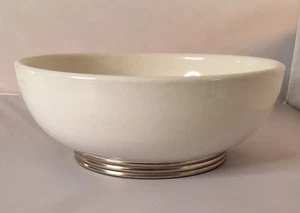 Antique Ironstone Stoneware Farm Style Large Bowl 12” with Sivler colored base - Picture 1 of 7
