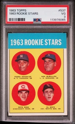 1963 Topps - 1963 Rookie Stars #537 PSA 3 Pete Rose RC Weis/Gonzalez/Mcmullen Foto 1 de 2