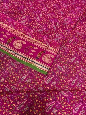 Vintage Pink Chiffon Silk Saree | Lightweight Fabric for DIY & Sewing CS1072 - image 1 of 4