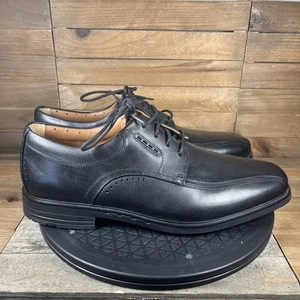 Clarks Shoes Men's 10.5 Wide Black Leather Lace Up Oxford Comfort Dress Casual - Picture 1 of 10