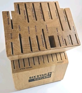 Ronco Six Star Besteck Messer Aufbewahrungsblock 30 Fächer Massivholz beschriftet - Bild 1 von 7