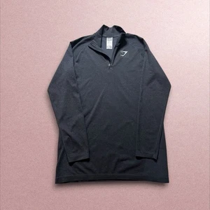 Gymshark Arrival Pullover Herren Medium Schwarz Slim Fit 1/4 Zip Langarm  - Bild 1 von 5
