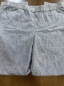 LANDS' END kurze Leinenhose Damen 10 mittelhohe Leibhöhe Pull-On elastischer Bund blau neu ohne Etikett - Bild 1 von 5