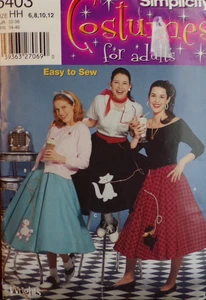Simplicity Sewing Pattern 5403 Costume Poodle Skirts Sock Hop 50s Size 6-12 CUT - Picture 1 of 6