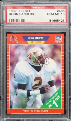 1989 Deion Sanders RC Rookie  Pro Set #486 PSA 10 Gem Mint Atlanta Falcons - Image 1 of 3